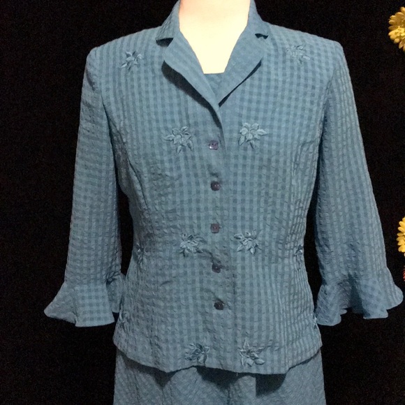 PLAZA SOUTH 2-Piece Teal Midi Dress and Jacket - Picture 2 of 7